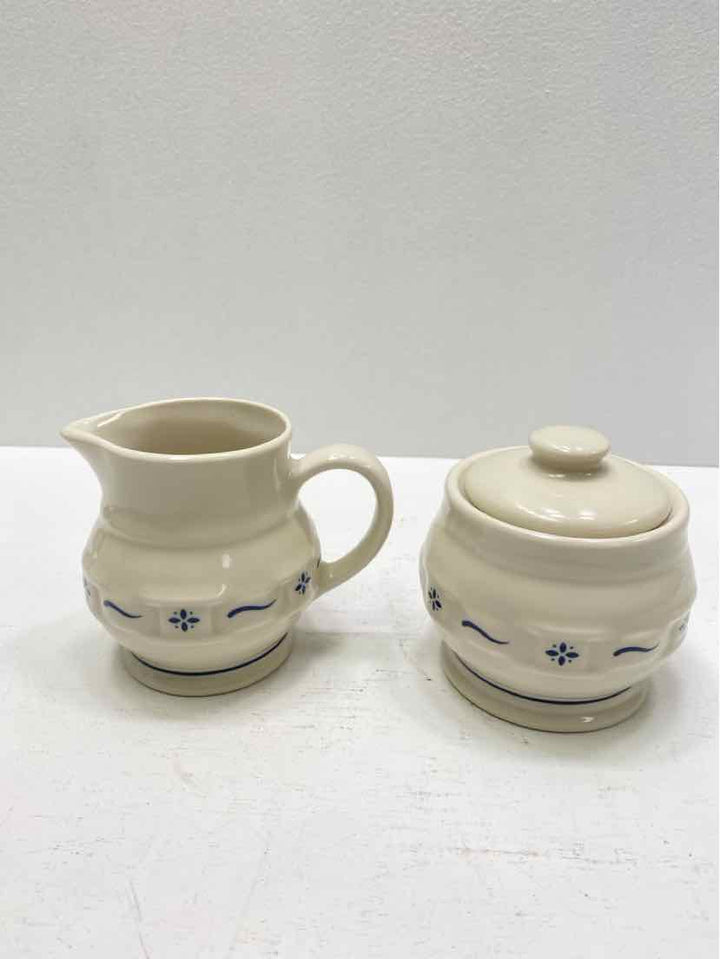 longaberger cream and sugar set